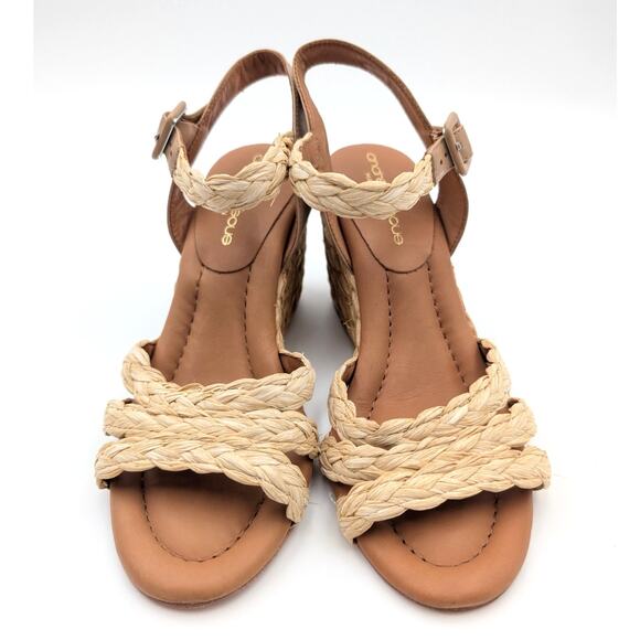 Andre Assous Milena Wedge Sandal Open Toe Women's Natural Size US6.5 EU37 - Picture 2 of 12